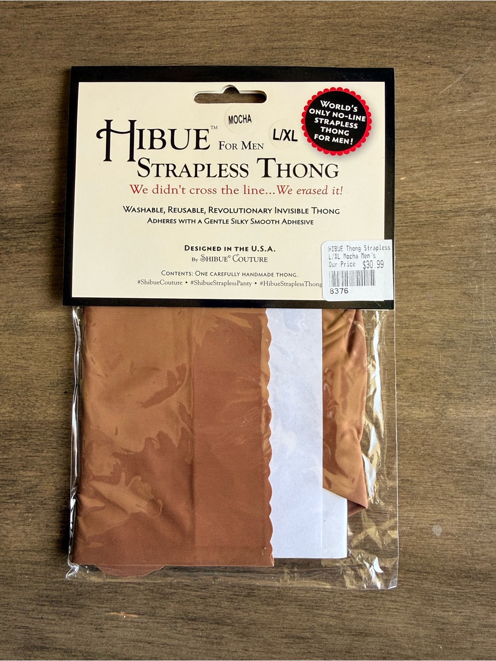 Hibue No-Line Classic Mens Strapless Thong - Mocha (L/XL)